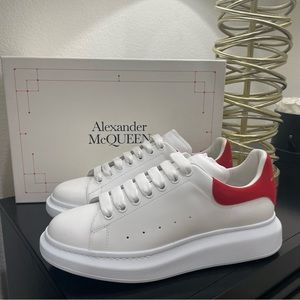 Alexander Mcqueen Oversized Platform Sneakers Leather White/ Red Suede 44